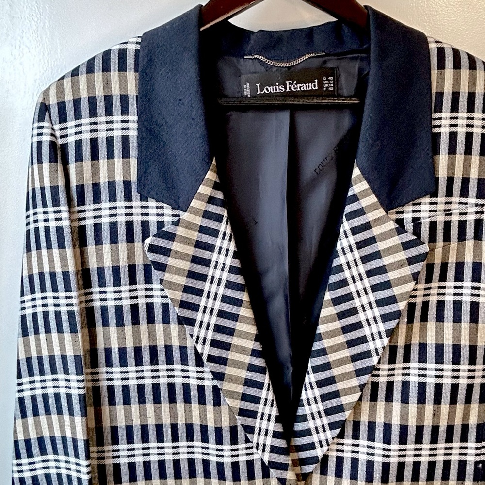 Vintage Louis Ferraud Linen Blazer Navy